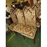 SET OF SIX OAK FRAMED CHAIRS, WITH FLORAL PATTERN UPHOLSTERY