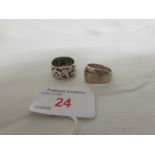 TWO WHITE METAL DRESS RINGS, ONE STAMPED 925