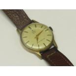 9 CARAT GOLD TUDOR ROYAL GENTLEMAN'S WRISTWATCH WITH BROWN LEATHER STRAP