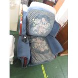 BLUE UPHOLSTERED ELECTRIC ARMCHAIR