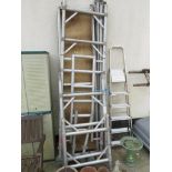 ALUMINIUM FRAMED SCAFFOLD TOWER WITH WOODEN PLATFORMS (A/F)