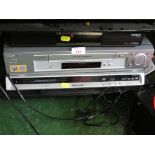 SONY VCR, PANSONIC DVD PLAYER AND A HUMAX DIGI BOX, TOGETHER WITH THREE REMOTES