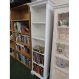 NARROW WHITE PAINTED OPEN SHELF UNIT