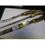 ANTLER HANDLED THREE PIECE CARVING SET