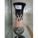 MOORCROFT SMALL BALUSTER VASE WITH STYLIZED TREES DESIGN, STAMPED AND PAINTED MARKS TO BASE,