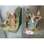 BORDER FINE ARTS BEATRIX POTTER BOOKENDS, PETER RABBIT THEMED, SOLD AS FOUND.