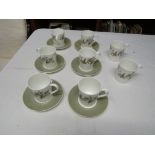 ROYAL ADDERLY BONE CHINA ARCADIA PATTERN COFFEE CUPS AND SAUCERS.