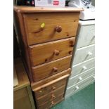 PAIR OF HONEY THREE DRAWER BEDSIDE CHESTS
