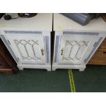 PAIR OF BEDSIDE CABINETS IN FAUX MARBLE VENEER