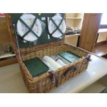 WICKER PICNIC HAMPER WITH CONTENTS