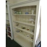 CREAM PAINTED OPEN BOOKCASE WITH ADJUSTABLE SHELVES
