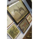 Equestrian - (1) a print of horse and jockey with hand embellishments and pencil endorsement '