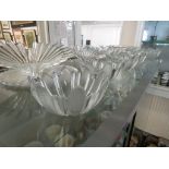 SELECTION OF DARTINGTON CRYSTAL FLORAL SHAPED BOWLS, STAND AND ABSTRACT FRUIT BOWL