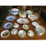 SELECTION OF DECORATIVE CHINA INCLUDING ROYAL ALBERT SHELL PIN DISHES, PORTMERION BOTANIC GARDEN