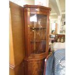 MAHOGANY VENEERED GLAZED CORNER DISPLAY CABINET