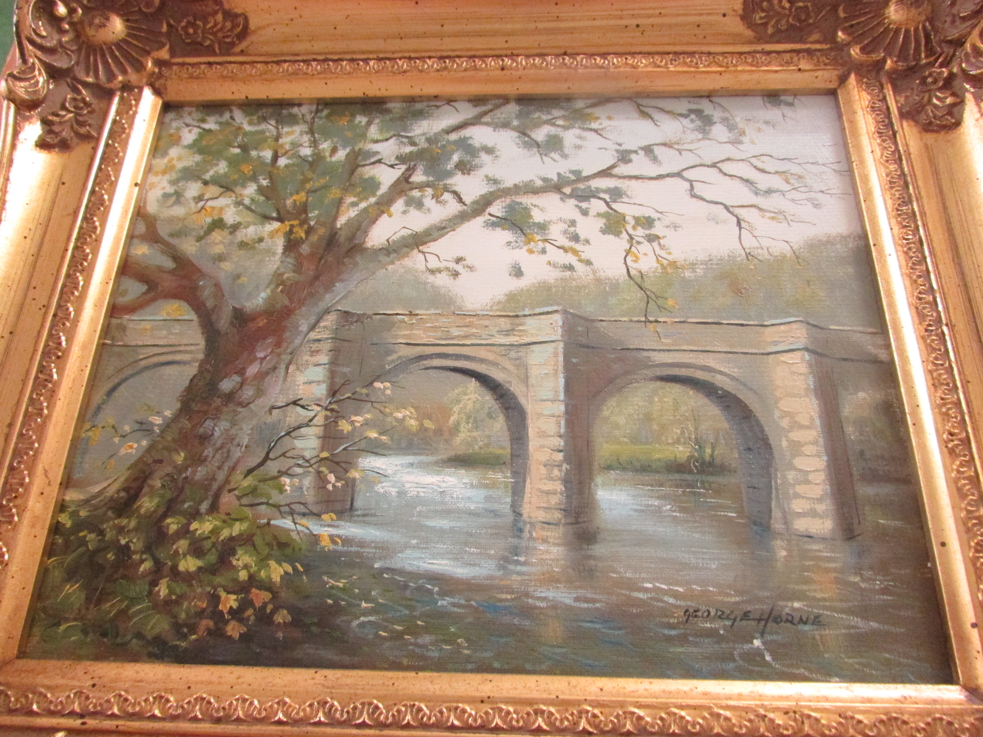 AN ACRYLIC ON BOARD TITLED 'GREYSTONES BRIDGE' SIGNED GEORGE HORNE, LOWER RIGHT. - Image 3 of 4