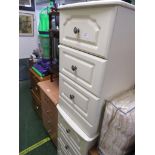 PAIR OF CREAM MELAMINE THREE DRAWER BEDSIDE CHESTS