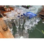 ASSORTED GLASSWARE INCLUDING ROYAL DOULTON CRYSTAL DISH, STEMMED DRINKING GLASSES, CUT GLASS