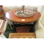 REPRODUCTION FRENCH STYLE OVAL SIDE TABLE WITH FLORAL BRASS MOUNTS