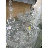 CUT GLASS FRUIT BOWLS, SUNDAE GLASSES, VASES ETC (ONE SHELF)