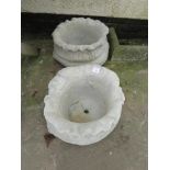 PAIR OF COMPOSITE STONE LARGE SACK SHAPED PLANTERS