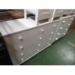 TWO WHITE MELAMINE WHITE CHEST OF DRAWERS AND TWO BEDSIDE CABINETS