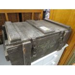 WOODEN MILITARY AMMUNITION BOX