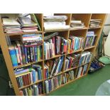 SIXTEEN SHELVES OF FICTION AND REFERENCE BOOKS, CHILDRENS BOOKS, COMICS, MAPS ETC