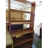 HONEY PINE WATERFALL OPEN BOOKCASE WITH SIX SHELVES