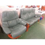 EKORNES STRESSLESS MANUALLY RECLINING THREE SEATER SOFA AND SWIVEL RECLINING ARMCHAIR FINISHED IN