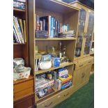 SIMULATED WOOD OPEN SHELF UNIT WITH CUPBOARD TO BASE