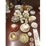DECORATIVE CHINA INCLUDING AYNSLEY DRESSING TABLE WARE, CABINET CUPS AND SAUCERS ETC