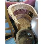 WICKER TUB CHAIR AND A MATCHED CHILD'S WICKER TUB CHAIR