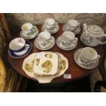 Dunn Bennett and Co Ltd teacups and saucers and teapot with Indian tree style pattern, and other