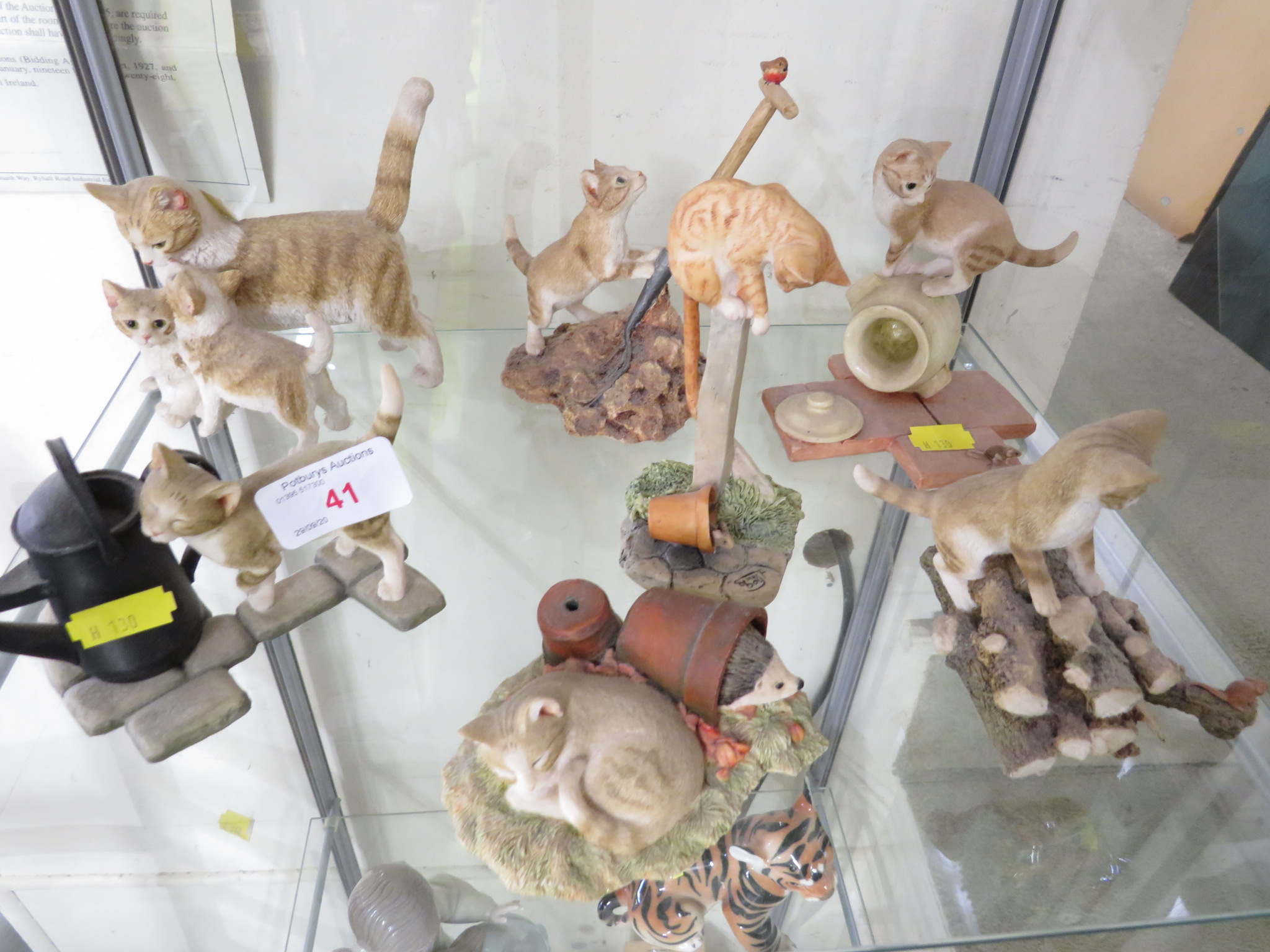 SEVEN RESIN FIGURES OF CATS INCLUDING BORDER FINE ARTS AND SHERRAT & SIMPSON EXAMPLES