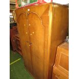 MID WOOD VENEERED TWO DOOR WARDROBE