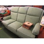 Parker Knoll three seater sofa in green upholstery