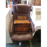 Brown leather effect office swivel chair