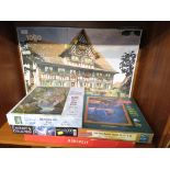 MONOPOLY BOARD GAME AND FOUR BOXED JIGSAW PUZZLES