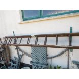 WOODEN TWO PART EXTENDING LADDER