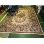 KAMAR WOOL BEIGE GROUND FOLIATE PATTERNED CARPET