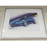 FRAMED AND GLAZED PRINT OF A MAZDA CAR