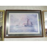 AFTER MICHAEL LEES, FRAMED LIMITED EDITION PRINT OF YACHTS TITLED 'PROVIDENT', ENDORSED IN PENCIL