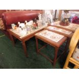 Vintage teak coffee table with tiled top with matching nest of three occasional tables.