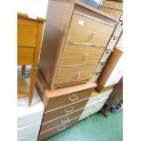 WOOD EFFECT CHEST OF FOUR DRAWERS AND THREE DRAWER BEDSIDE