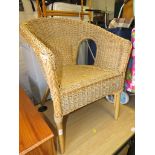 Rush woven tub chair