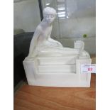 WHITE PORCELAIN MODEL OF DRAPED ART NOUVEAU STYLE LADY ON PEDIMENT