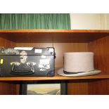 GREY WOOL TOP HAT WITH CARRY CASE