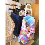 Three assorted wheeled shopping bags