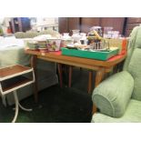 Beech framed rectangular formica topped kitchen table. As found.